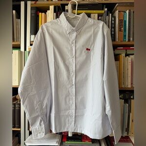 MNML White and Blue Striped Button Down Cotton Shirt